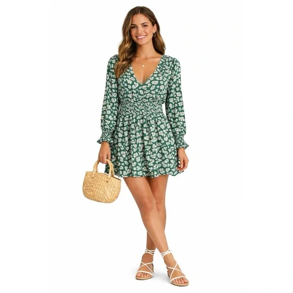ABERCROMBIE & FITCH Green Floral Dress - Picture 1 of 4